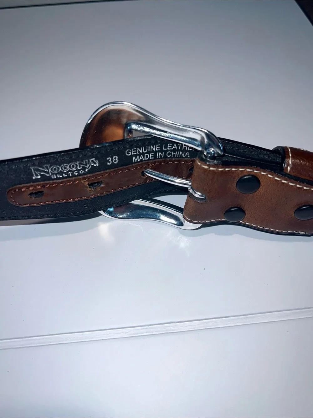 Nocona Black Leather Belt with Brown Accent